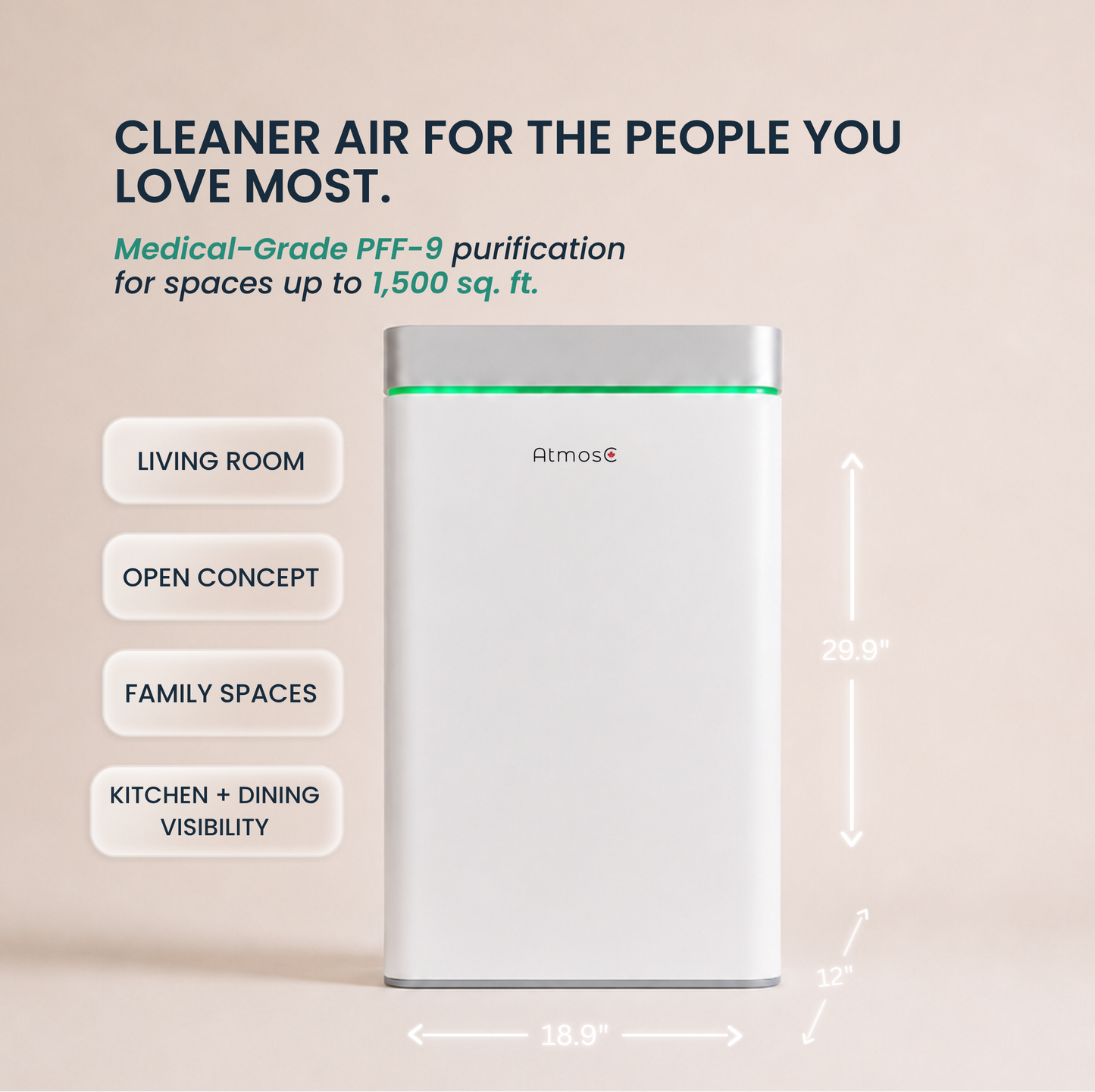 AtmosC ™ | A Series Air Purifier | 1,500 sq ft